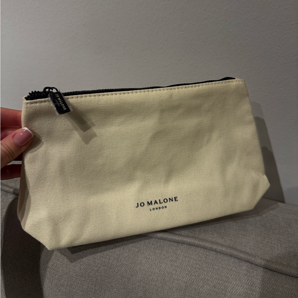 Jo Malone Beige Canvas Pouch with Black Zipper